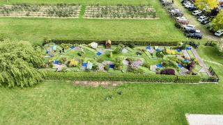 Aerial view of minigolf at Julians Berry Farm